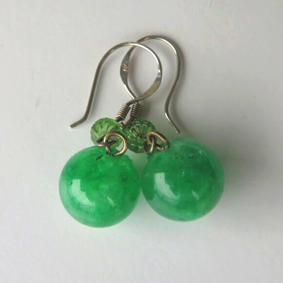 Sterling Silver Green Quartz CZ Dangle Earrings - Picture 5 of 15